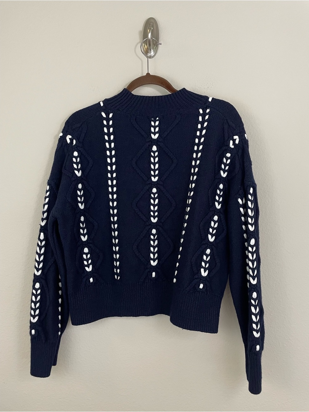 Rails Tori Midnight Navy Ribbon Stitch Boxy Fit Sweater Size Medium Cotton-Wool - Picture 6 of 8
